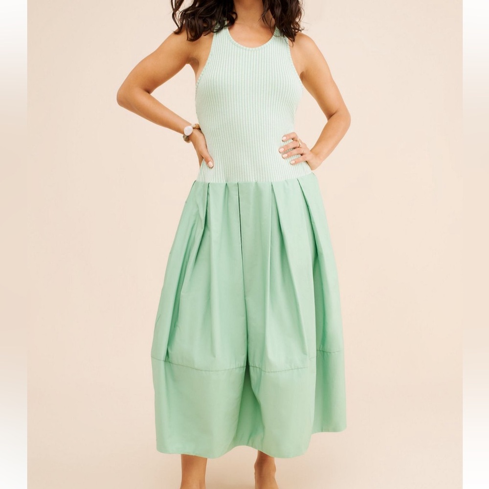 Free people green drops of Venus midi dress